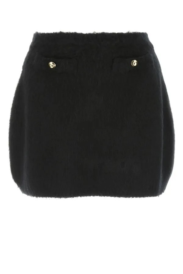 【関税&送料込】Miu Miu Black Stretch Wool Blend Mini Skirt