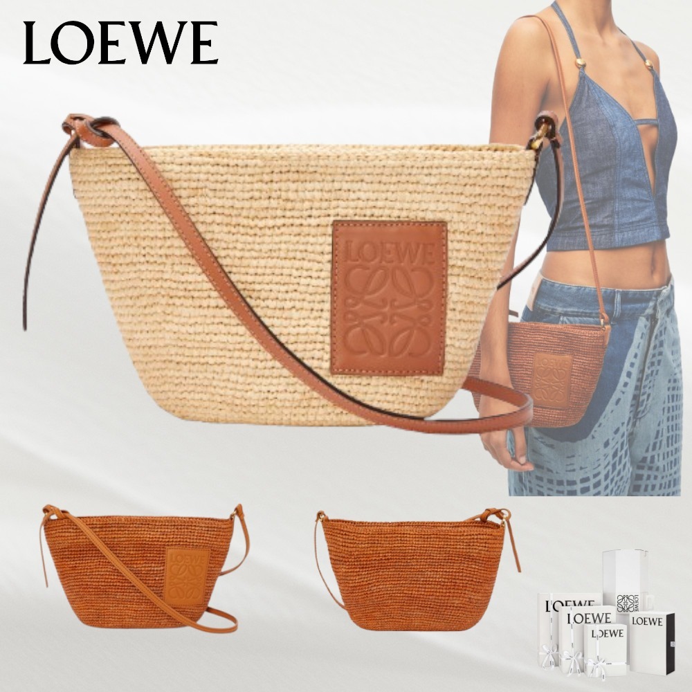 【LOEWE】スリットポシェットバッグ（ラフィア&カーフ）