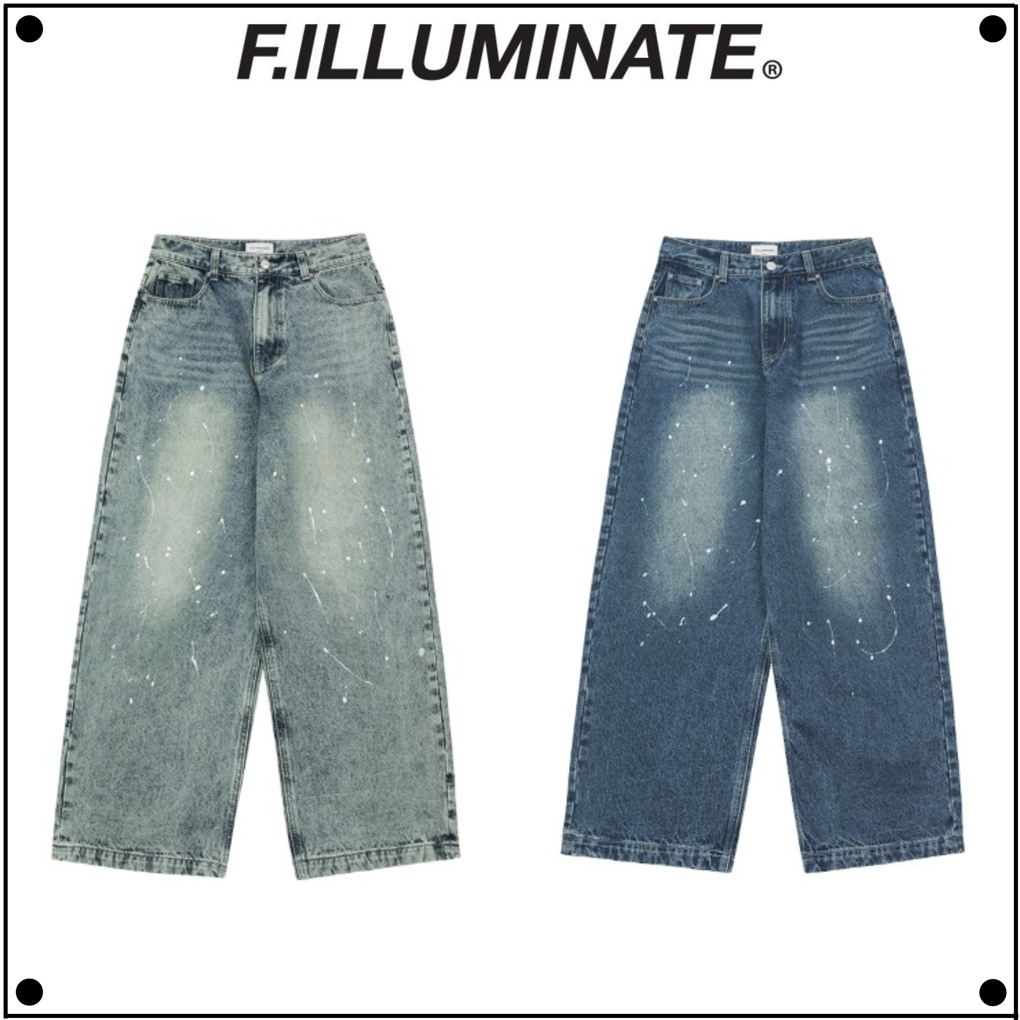 F.ILLUMINATEのSplash Wash Wide Denim Pants 全3色