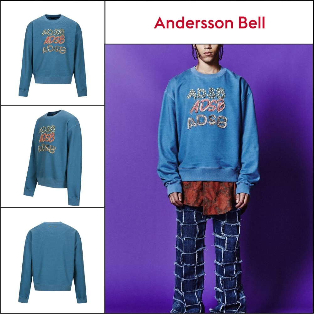 【ANDERSSON BELL】Essential ADSB Patch Logo Sweatshirt Blue
