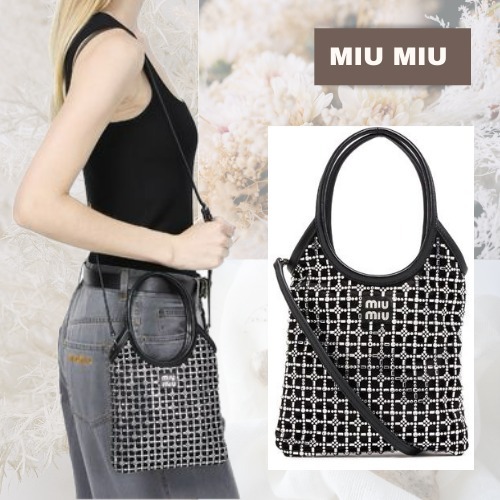 ハンドバッグ Miu Miu Embellished Satin Handbag
