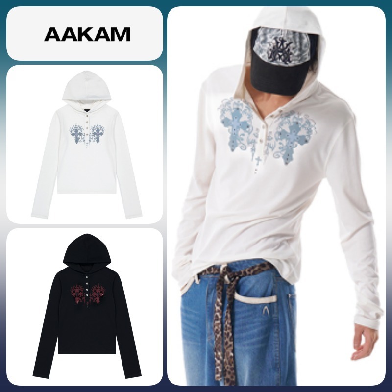 ◆AAKAM Studded CROS2 Hooded Long Sleeve/2色◆
