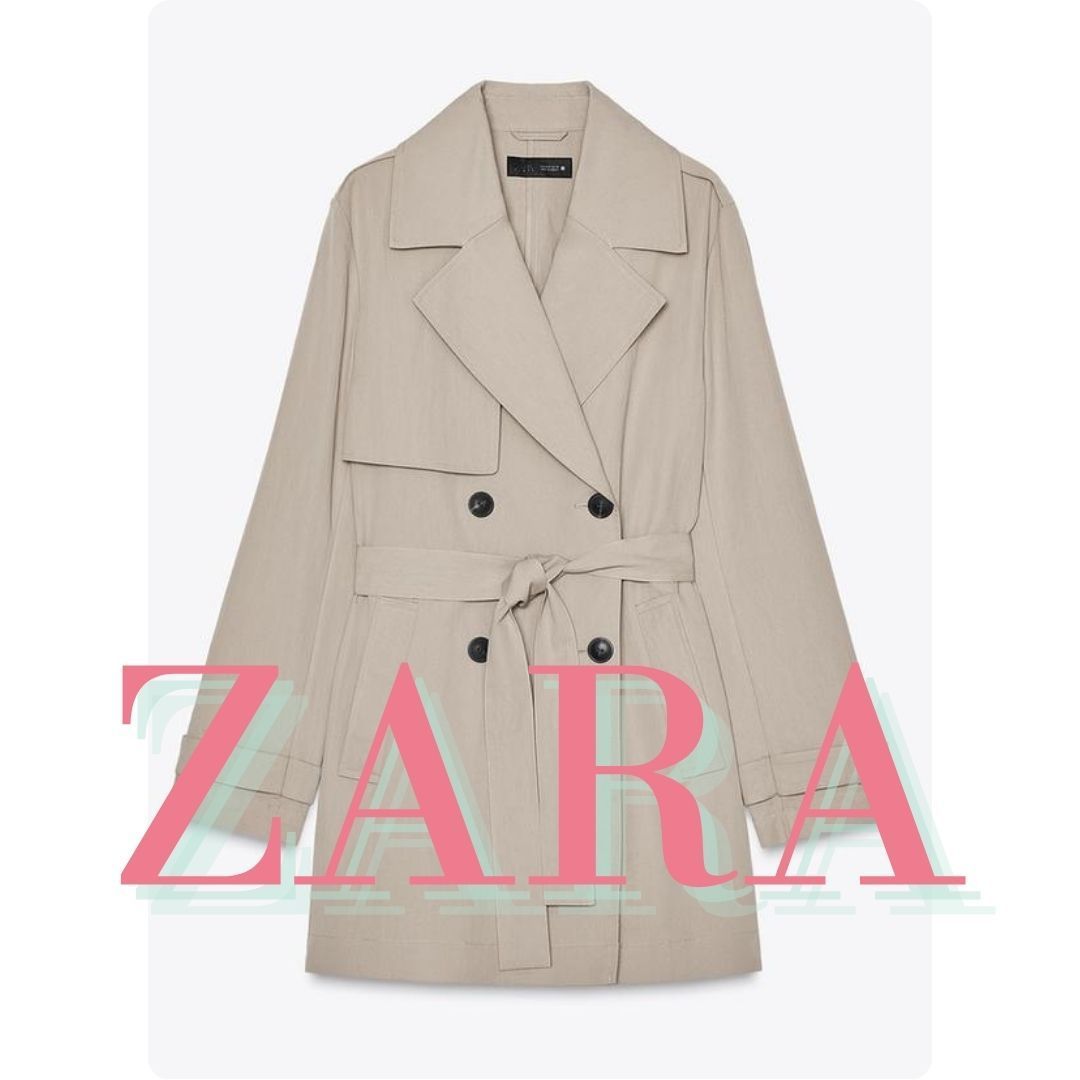 ZARA セミロング丈ベルト付きトレンチコート 8372/119