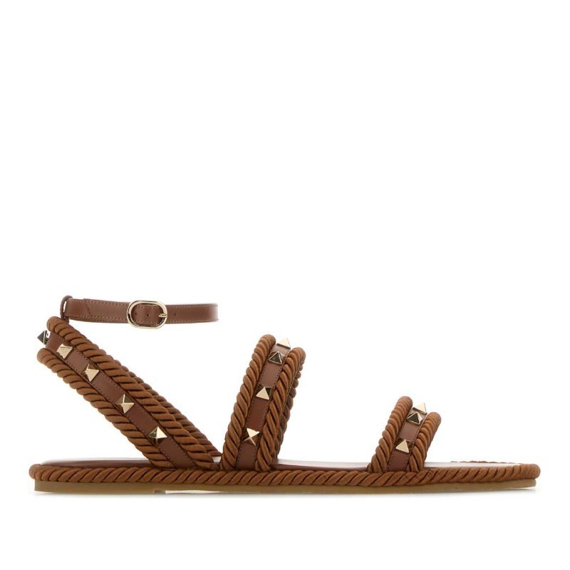 サンダル・ミュール VALENTINO Caramel fabric Rockstud sandals (6W2S0KW8BAE N58)