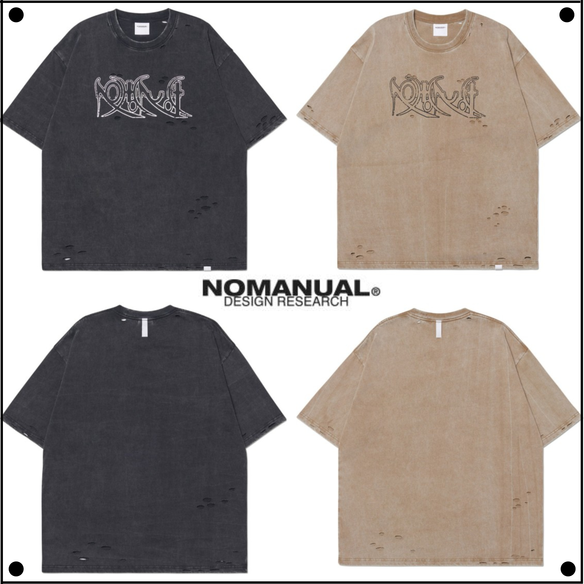 日本未入荷NOMANUALのECDYSIS DAMAGED T-SHIRT 全2色