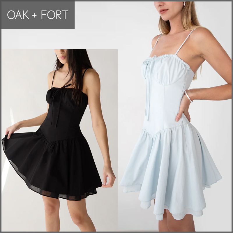 [OAK + FORT] コットンポプリン・コルセット・ミニドレス