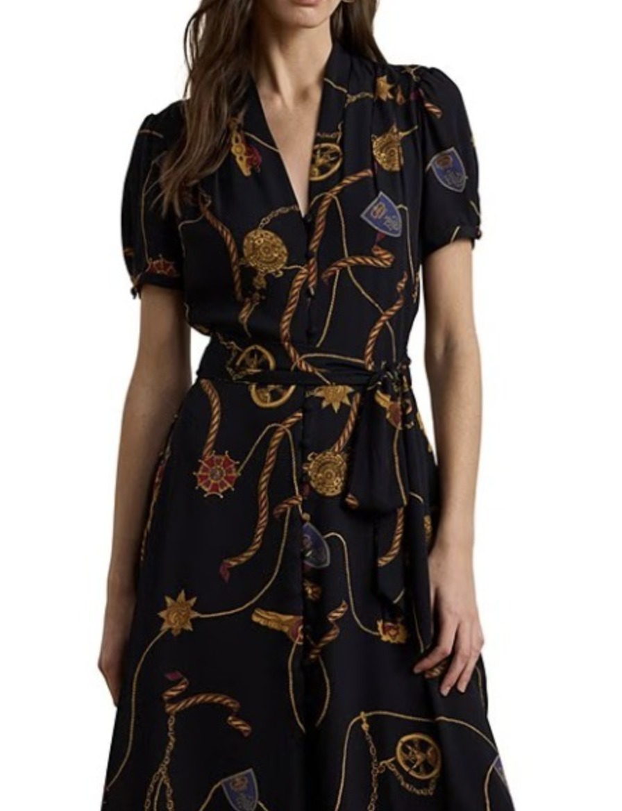 Lauren Ralph Lauren パフスリーブ ジョーゼット ドレス