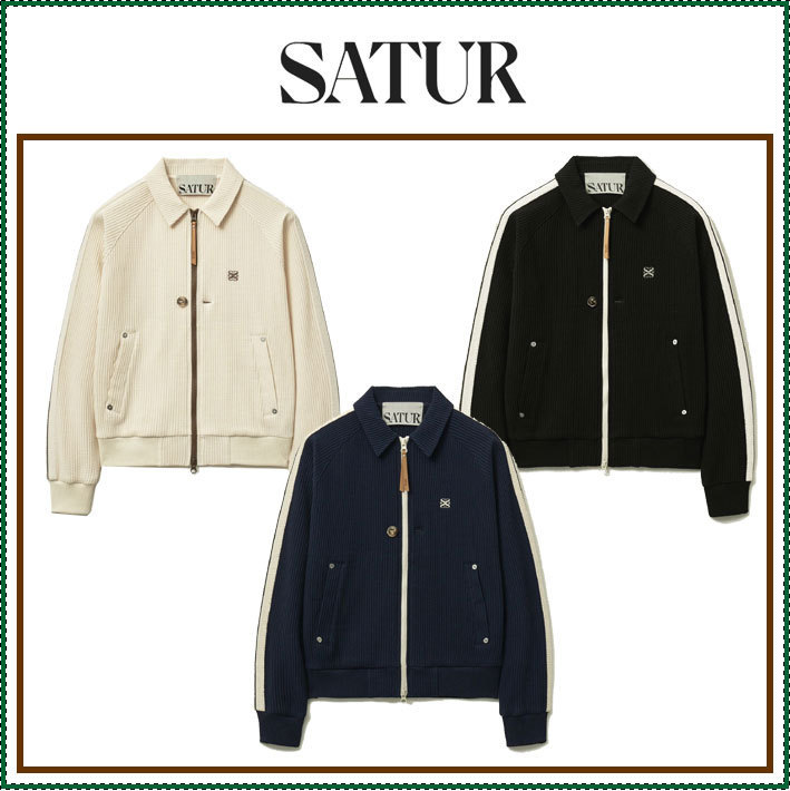 【SATUR】 (W) Lawton Waffle Collar Track Zip-Up Jacket