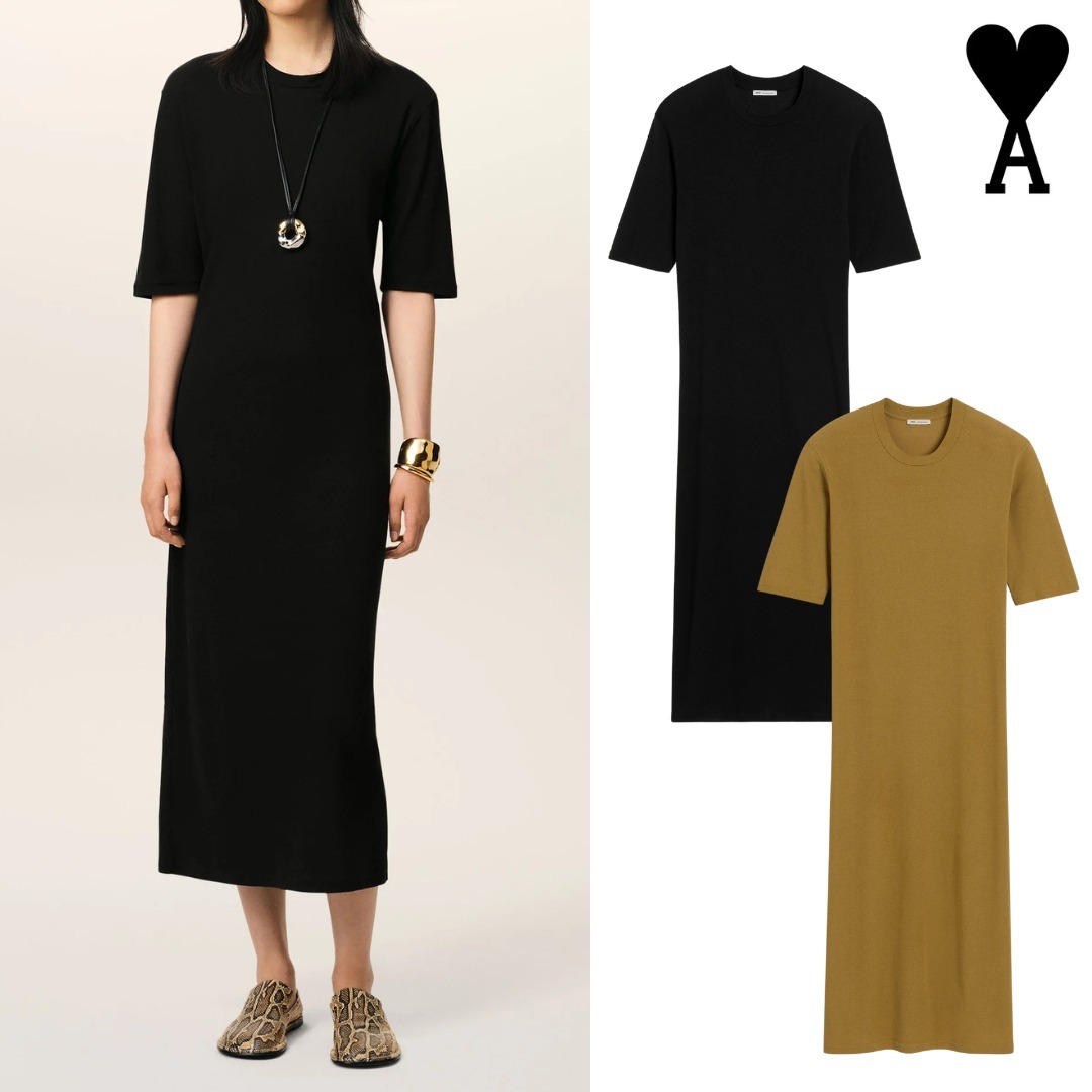 Ami Paris アミ パリス コットン ミディドレス