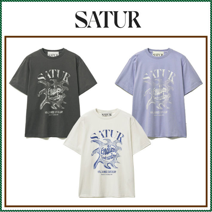 【SATUR】 Sun Retro Graphic Short Sleeve T-Shirt /追跡付