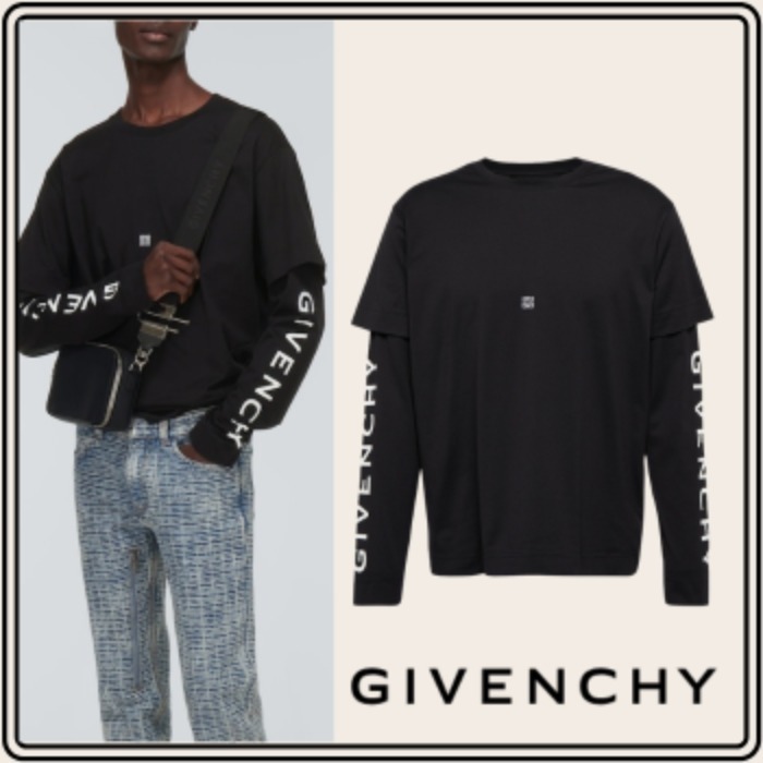 【GIVENCHY】ロゴ コットン ジャージー Tシャツ ブラック 4G刺繍