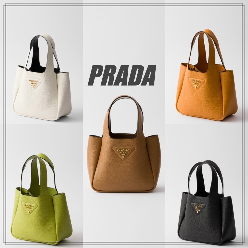 PRADA ミニレザーロゴ入りハンドバッグ