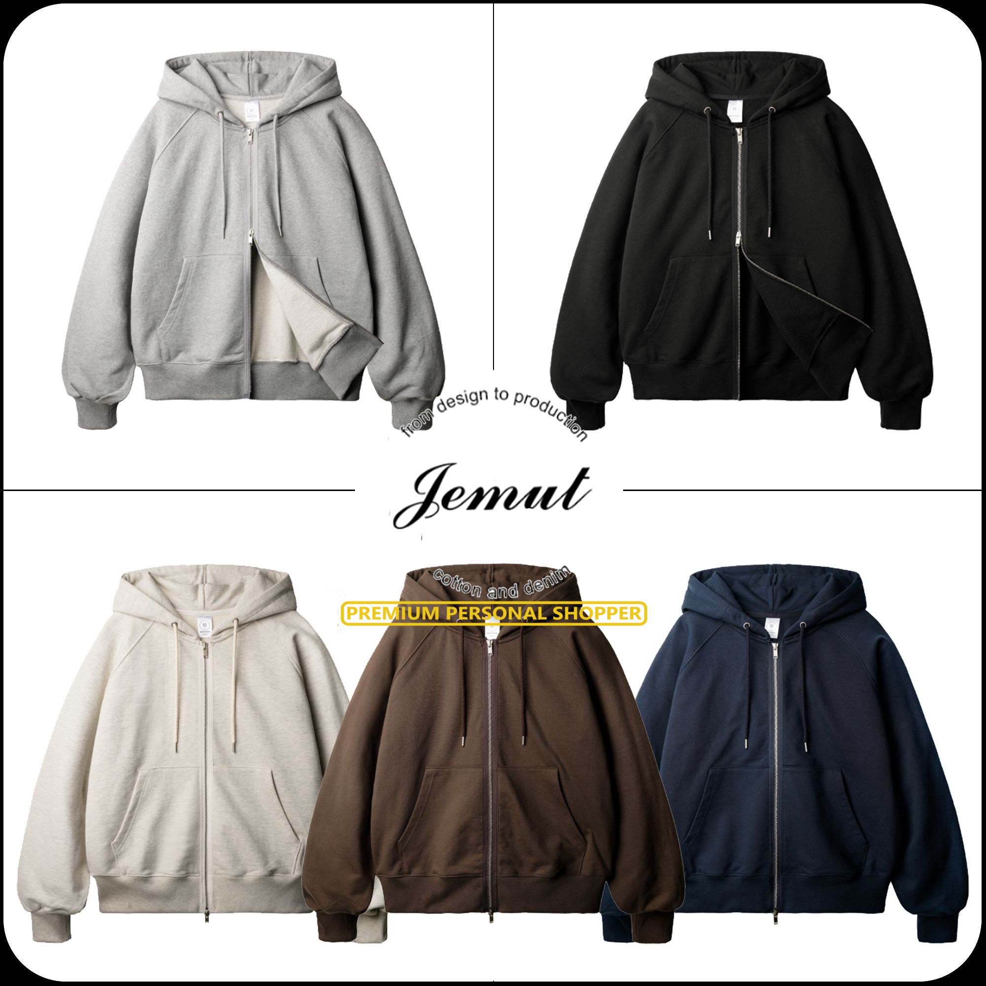 [JEMUT]★25SS★韓国人気★LUNA RAGLAN BALLOON HOOD ZIP-UP