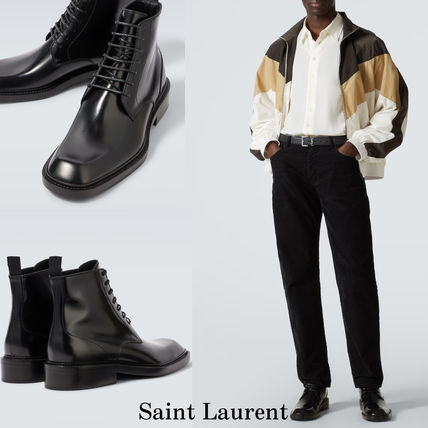 【SAINT LAURENT】 マットレザー アーミーレースブーツ レースアップ Saint Laurent(サンローラン) ブーツ(メンズ