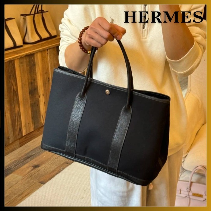 【使い勝手◎キャンバス /Noir】HERMES ガーデンパーティー36 PM
