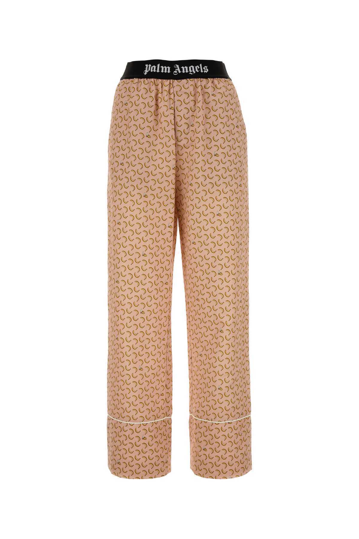 【関税&送料込】Palm Angels Printed Linen Blend Wide-Leg Pan