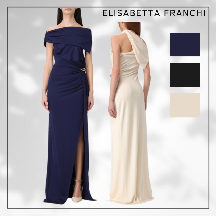 【ELISABETTA FRANCHI】アシンメトリーレッドカーペットドレス