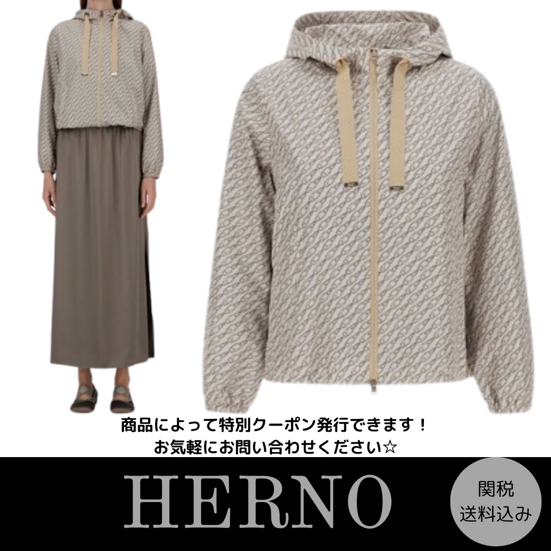 【HERNO】アイコニック プリント ジャケット キャメル
