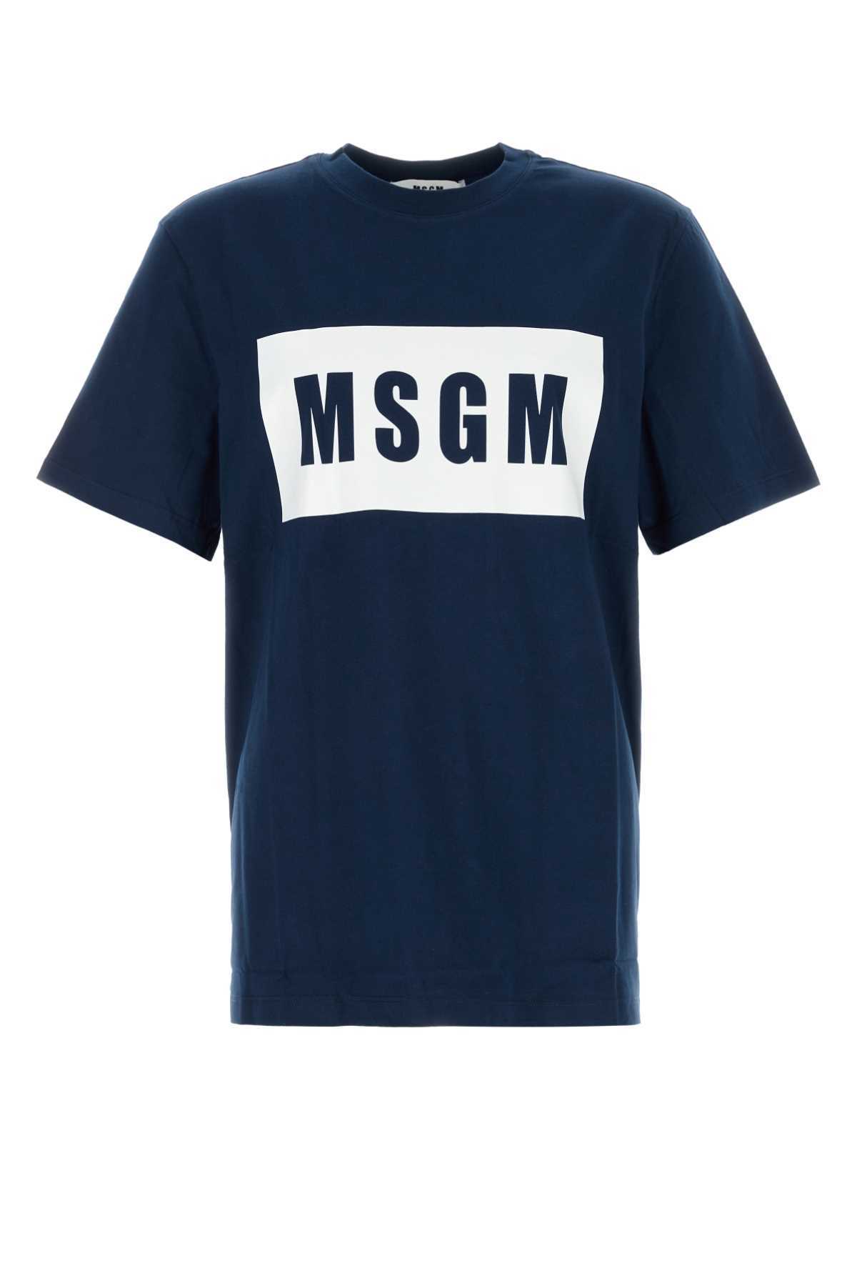 【関税&送料込】Msgm Navy Blue Cotton T-Shirt