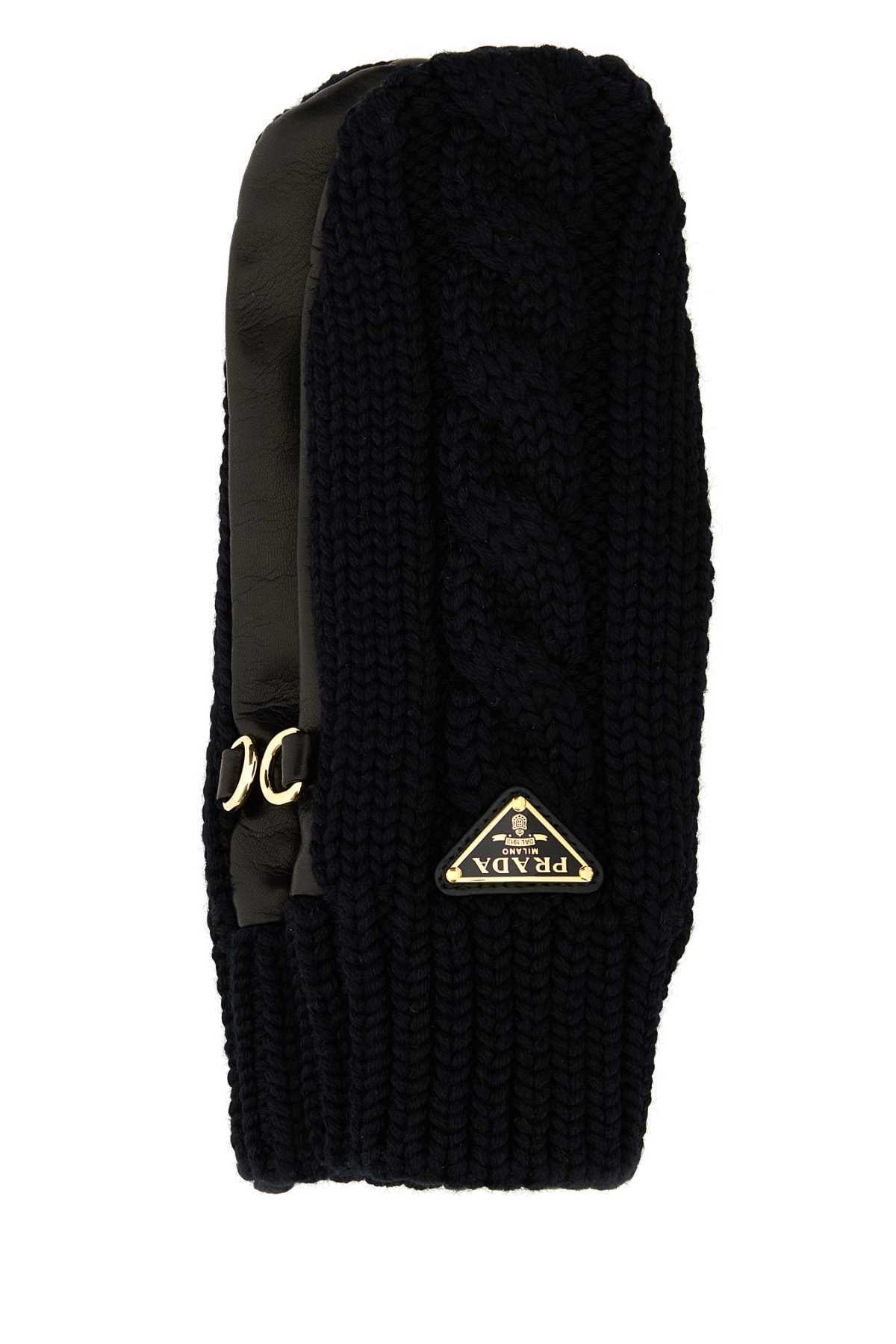 【関税&送料込】Prada Black Stretch Wool Blend Gloves
