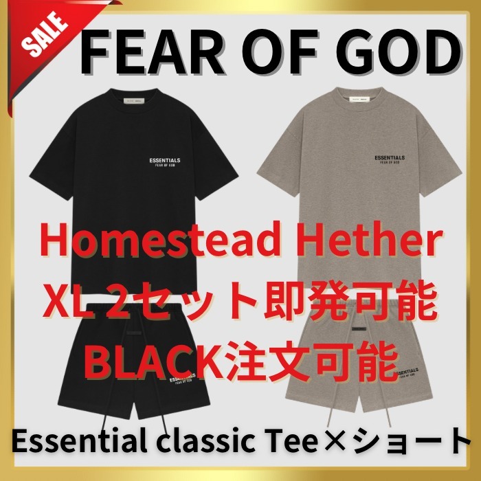 送料込)FEAR OF GOD ESSENTIALS クラシックTシャツ×ショートSET