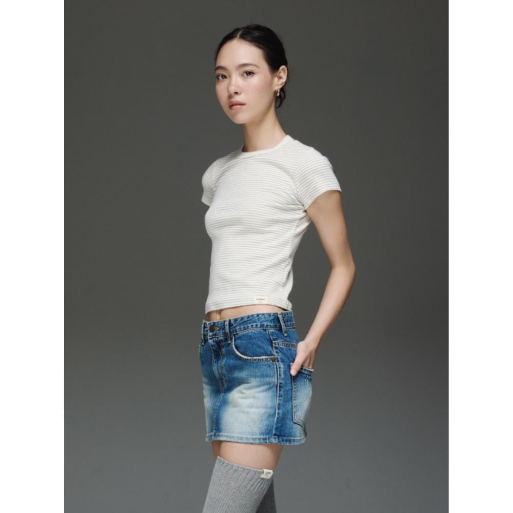 ★GLOWNY★ G CREW NECK TEE STRIPE