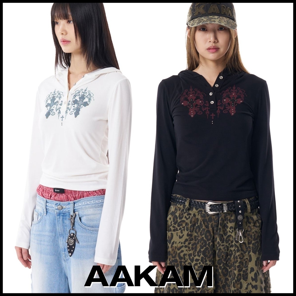 AAKAM ■ Studded CROS2 Hooded Long Sleeve
