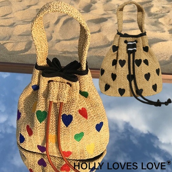 HOLLY LOVES LOVE ★RAINBOW, BLACK JORI Bag★ 韓国 かごバック