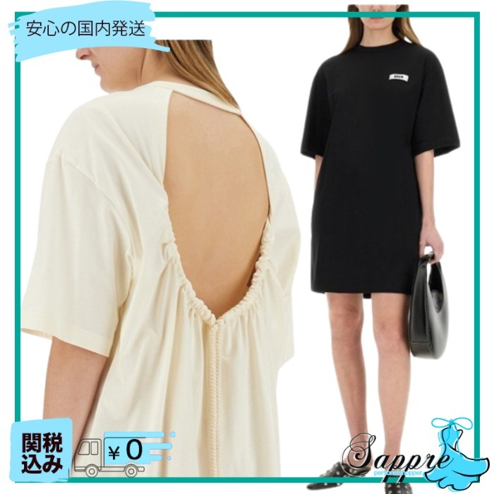 MSGM ロゴパッチ ドローストリング ワンピース