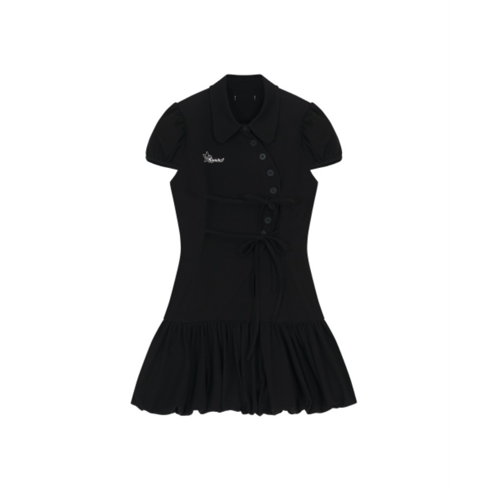 ワンピース Kashiko Puff Preppy Mini Dress Black 44387