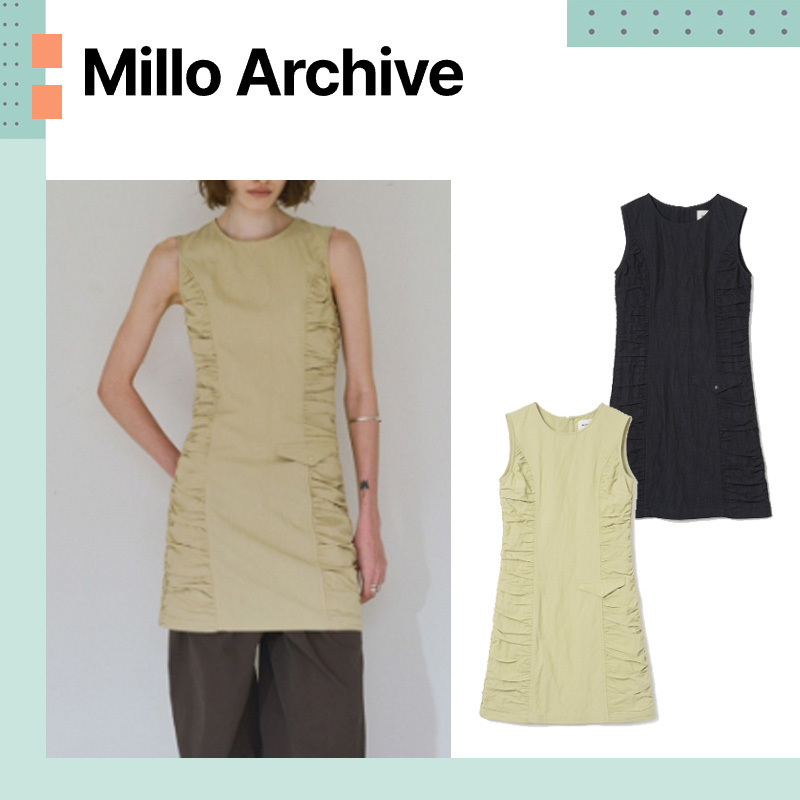 MILLO ARCHIVE ♥ Shirring Zip-Up Mini Dress/ 追跡付