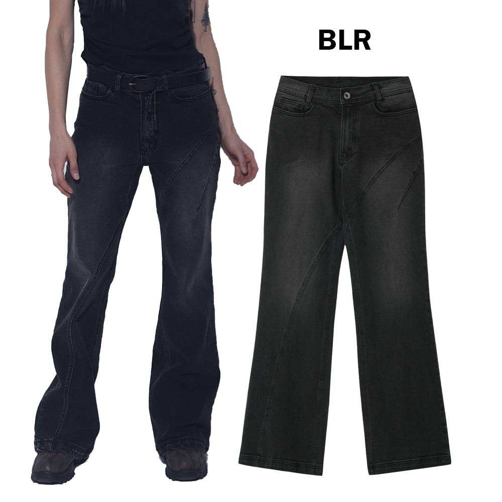 BLUER★(w) ASYMMETRIC SEMI-BOOTCUT DENIM PANTS少量製作希少品