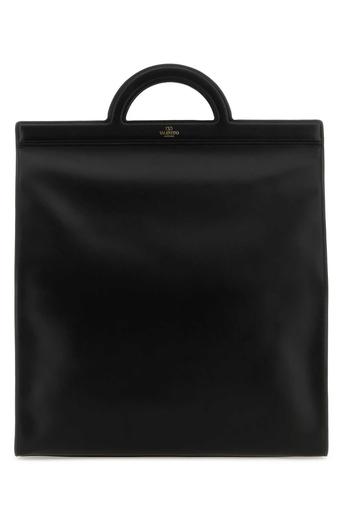 【関税&送料込】Valentino Garavani Black Leather Shopping Ba