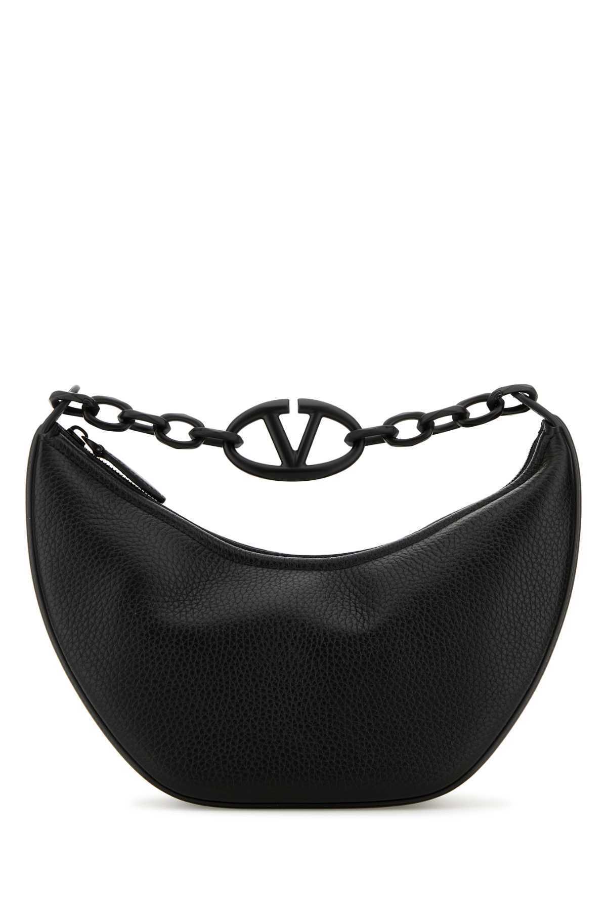 【関税&送料込】Valentino Garavani Black Leather Hobo Vlogo
