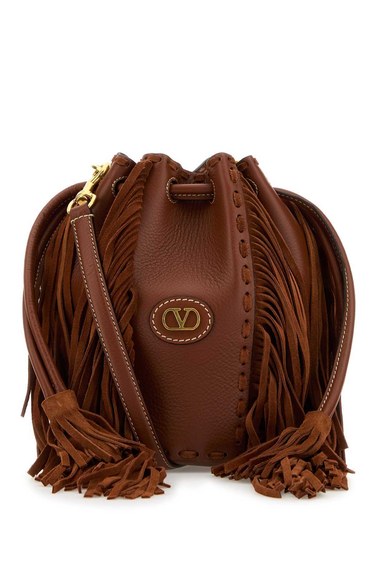 【関税&送料込】Valentino Garavani Caramel Leather Bucket Ba