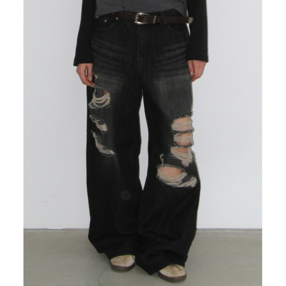 デニム・ジーパン ROCKCAKE Faye Damage Jeans Black RC24PT05100BK