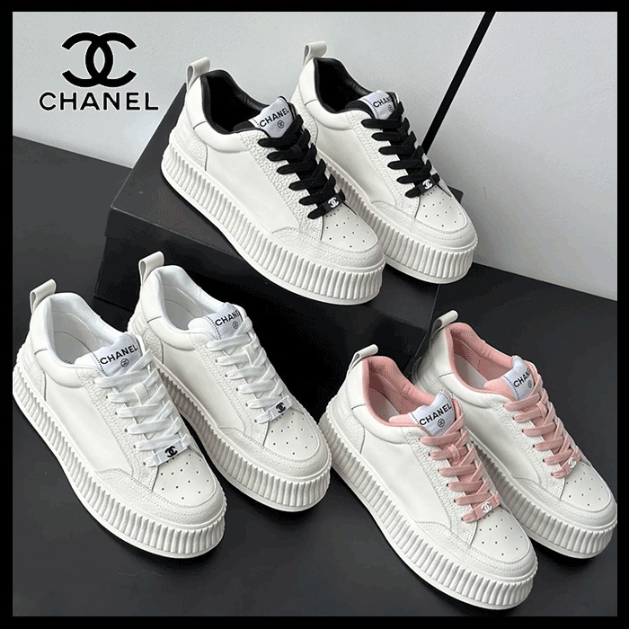 【厚底でスタイルアップ☆シンプルさも◎】CHANEL スニーカー
