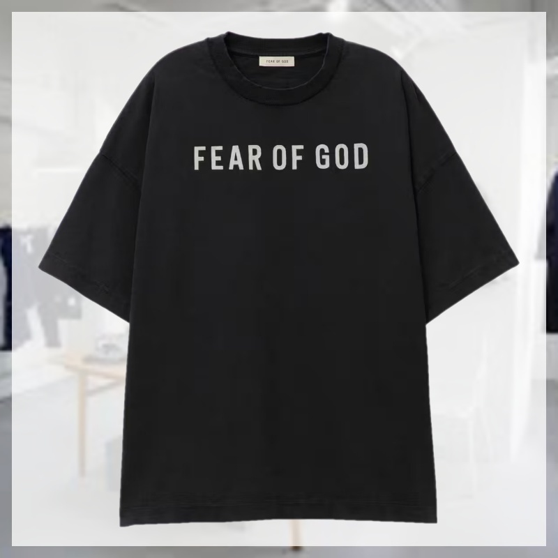 関税込 FEAR OF GOD フィアオブゴッド ロゴ コットン Tシャツ 黒