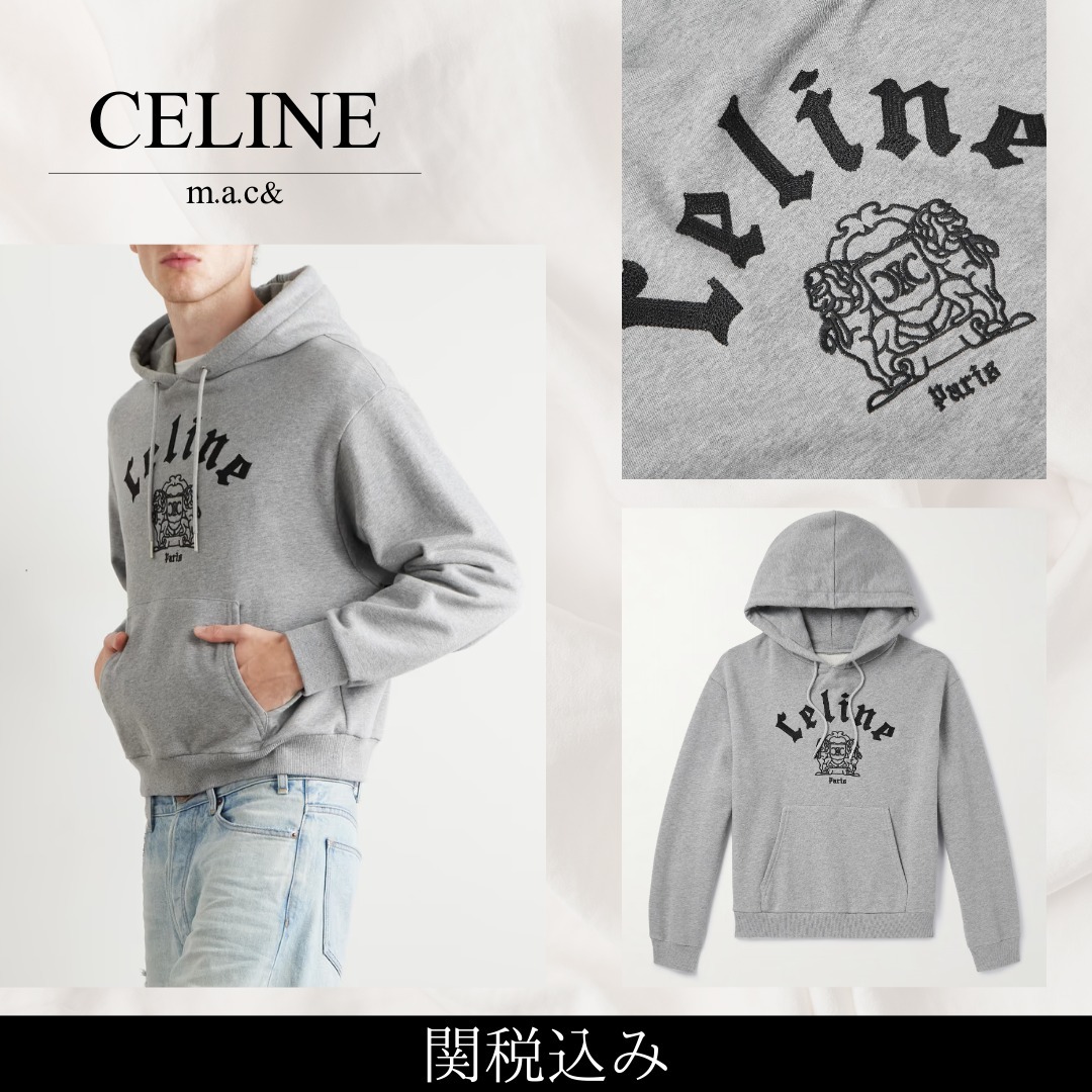 関税込み【CELINE】コットンジャージー クロップドフーディー