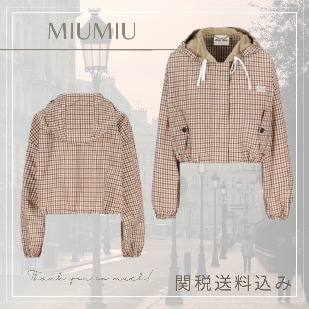 [MIUMIU]ヴィシーチェック テクニカルファブリック ブルゾン