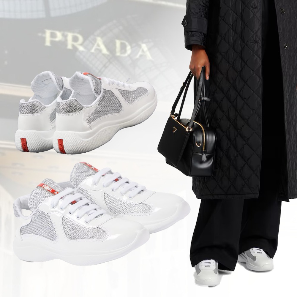 【都会的な】PRADA アメリカズカップレザー＆メッシュスニーカー