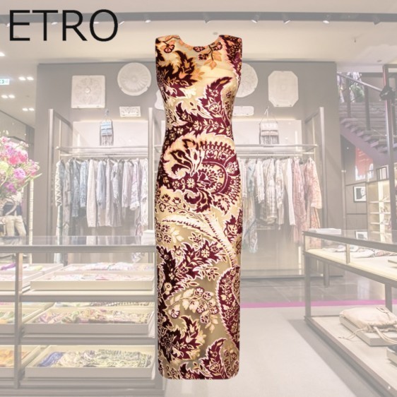 [ETRO] ペイズリー ベルベット ミニドレス 上品で柔らかな素材】ETRO プリントベルベットミニドレス