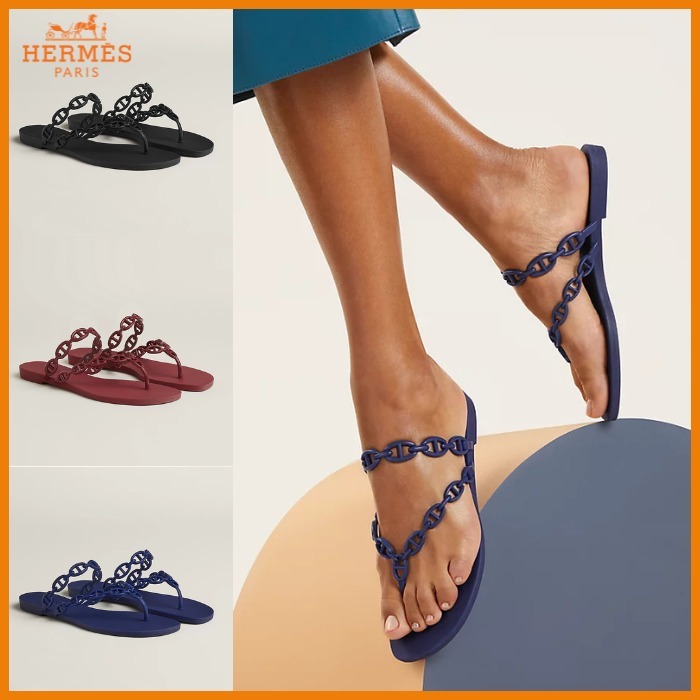 【HERMES】シェーヌダンクルモチーフのサンダル 《アイランド》