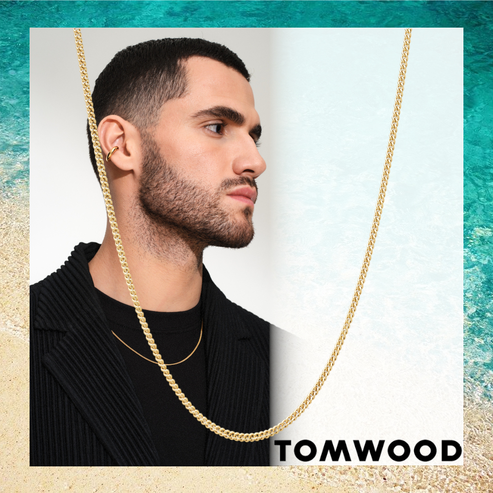 シンプル【Tom Wood】Curb Chain Slim Gold 17inch