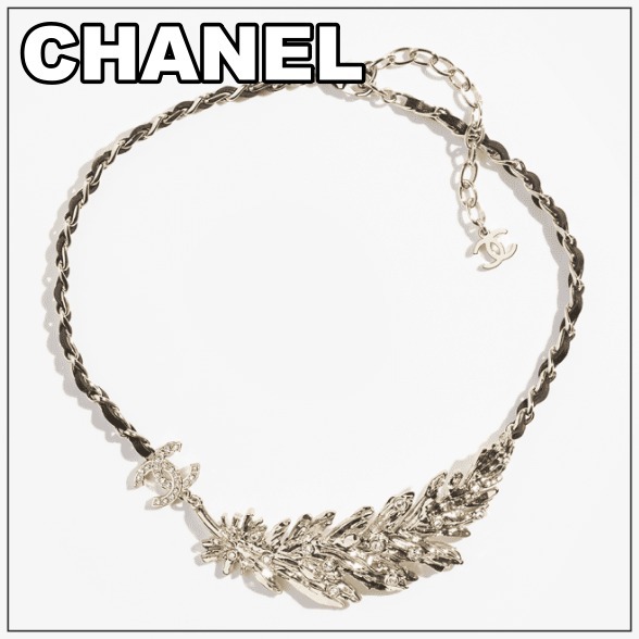 CHANEL 25S《フェザーモチーフ♪》レザーチェーンネックレス