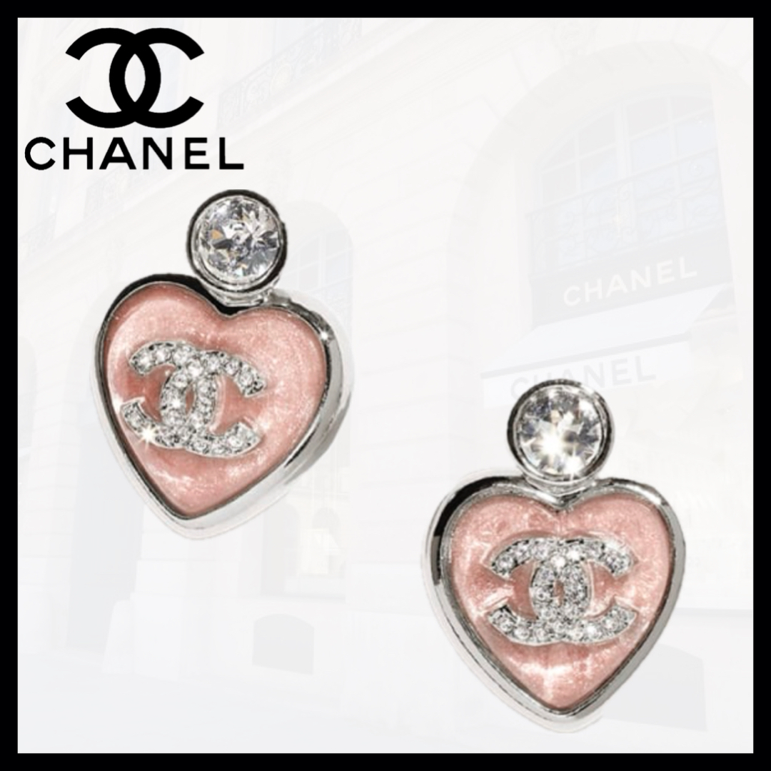 ハートがキラキラで可愛い♪【CHANEL】ピアス