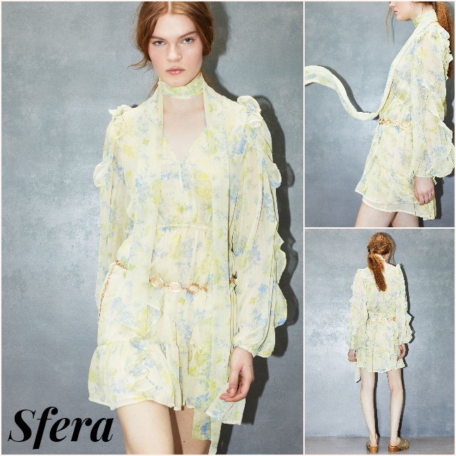 スペイン★Sfera★そよ風の誘惑 大人可愛い ふわりフリルワンピ