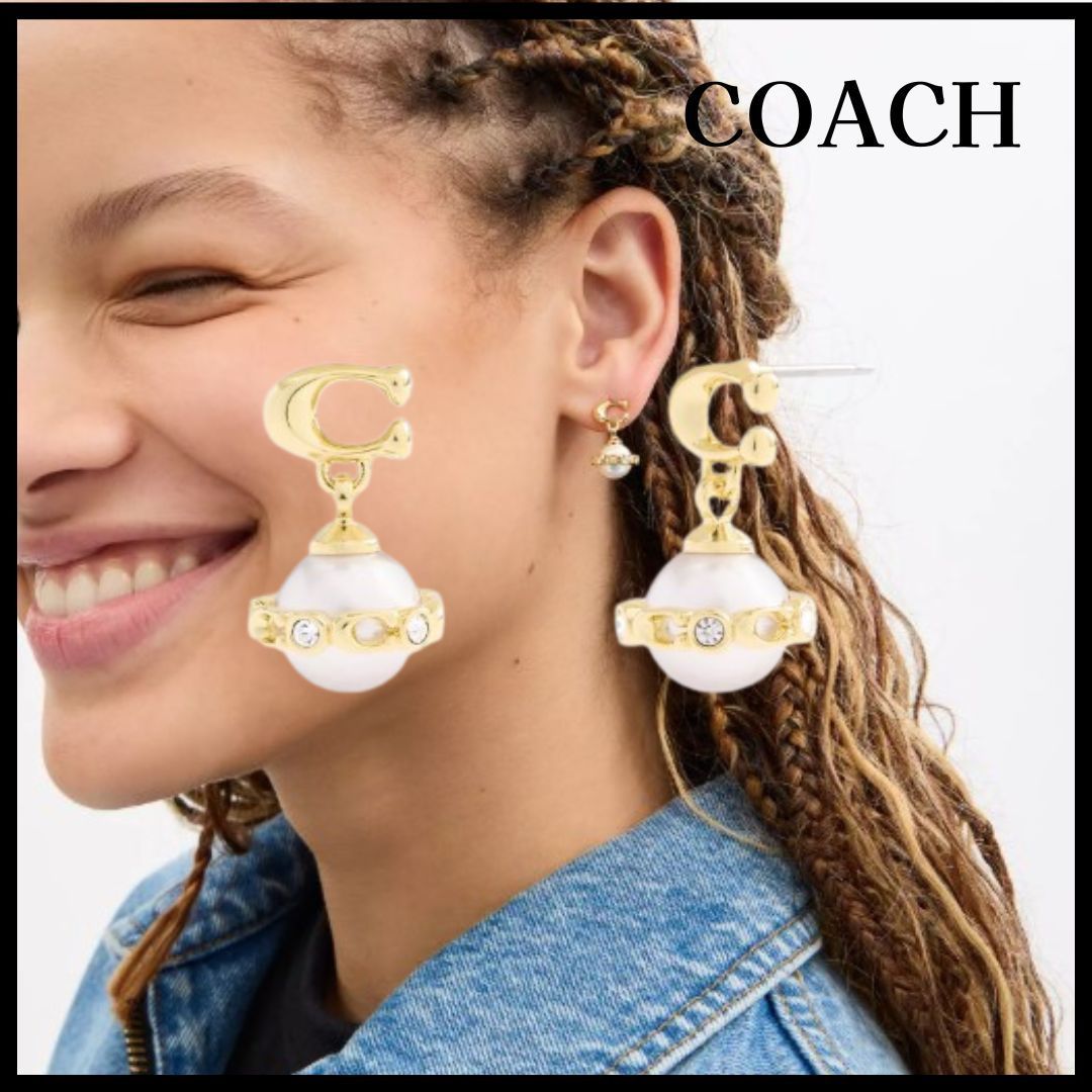 ベストセラー◆【COACH】シグネチャー パール ドロップ ピアス