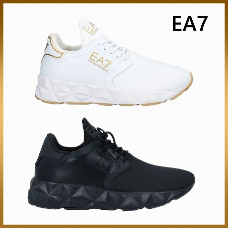 【EA7 EMPORIO ARMANI 】レザーメッシュ レースアップスニーカー