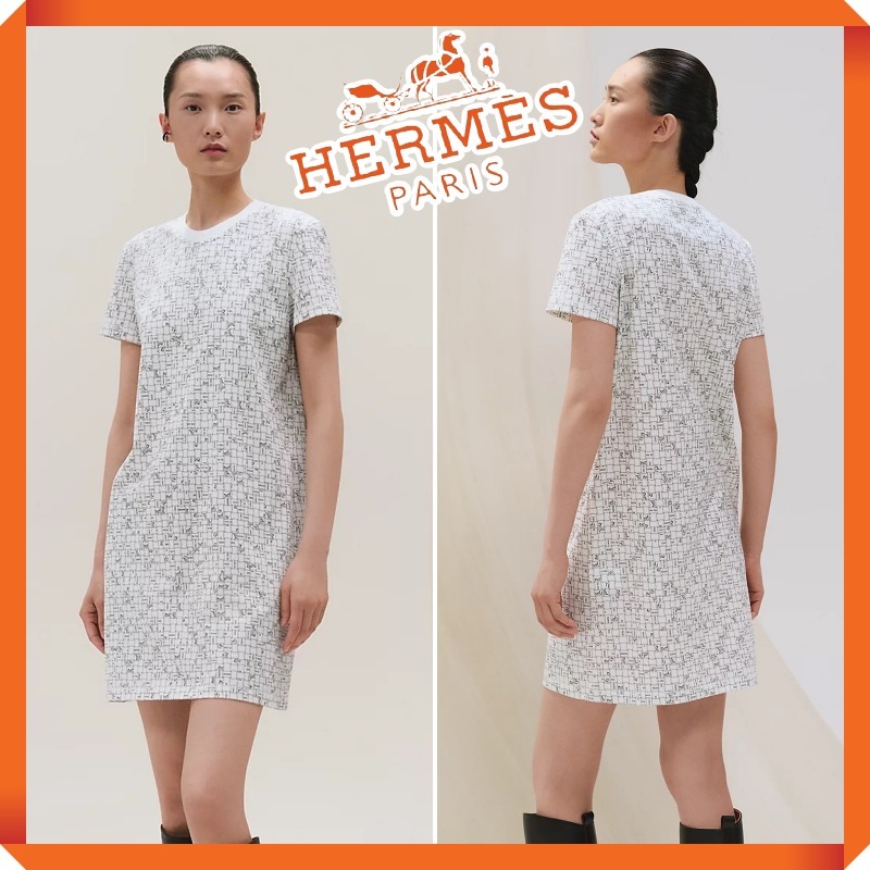 上品★HERMES★ドレス《ボルデュック・チェック》ホワイト DHL